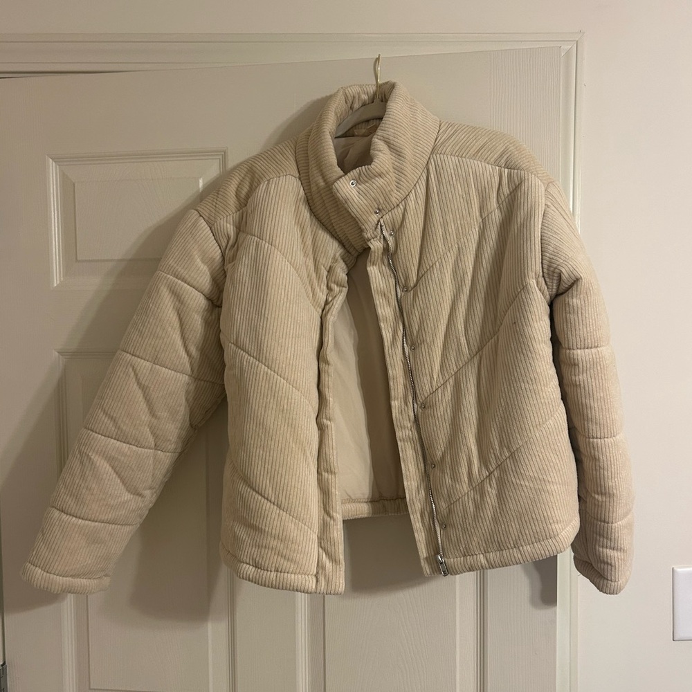 Pacsun cream corduroy puffer